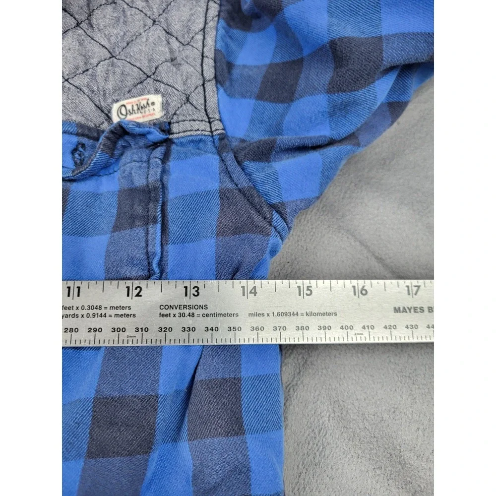 Oshkosh Bgosh Flannel lined Shirt Kids 10‎ Blue Check Plaid Outdoor Lightweight